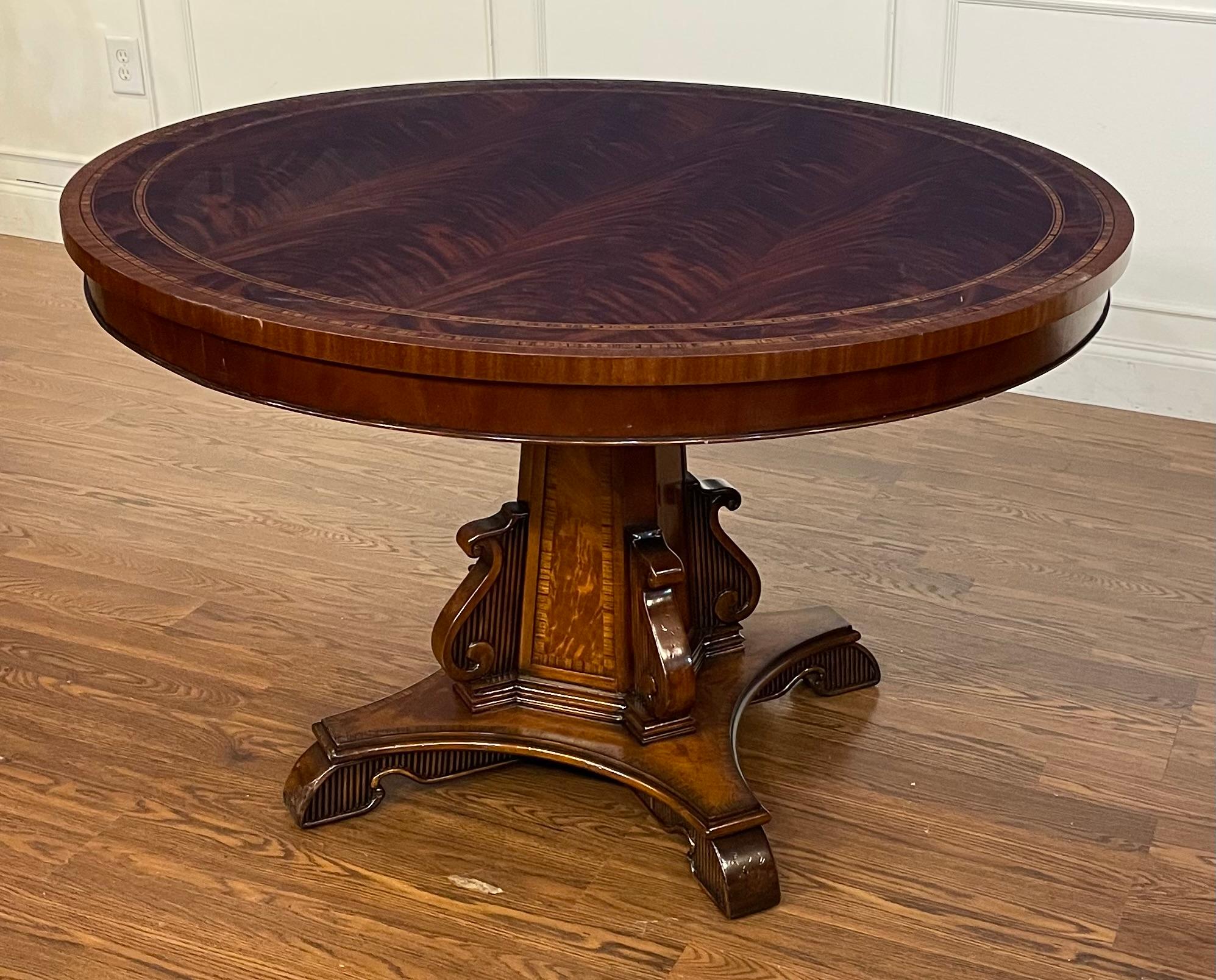 American Regency Style 48” Round Foyer Table by Leighton Hall - Showroom Sample For Sale