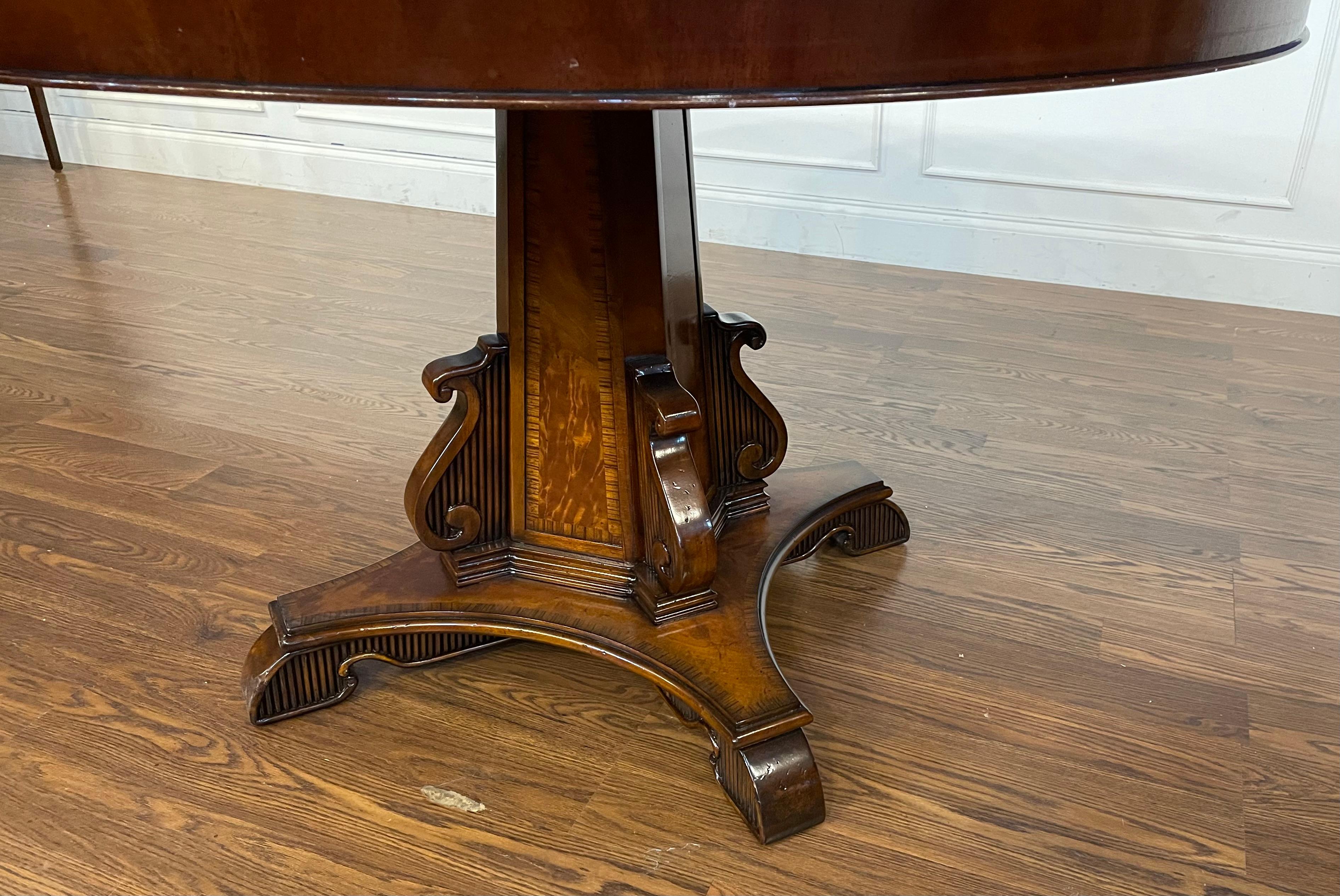 Mahogany Regency Style 48” Round Foyer Table by Leighton Hall - Showroom Sample For Sale