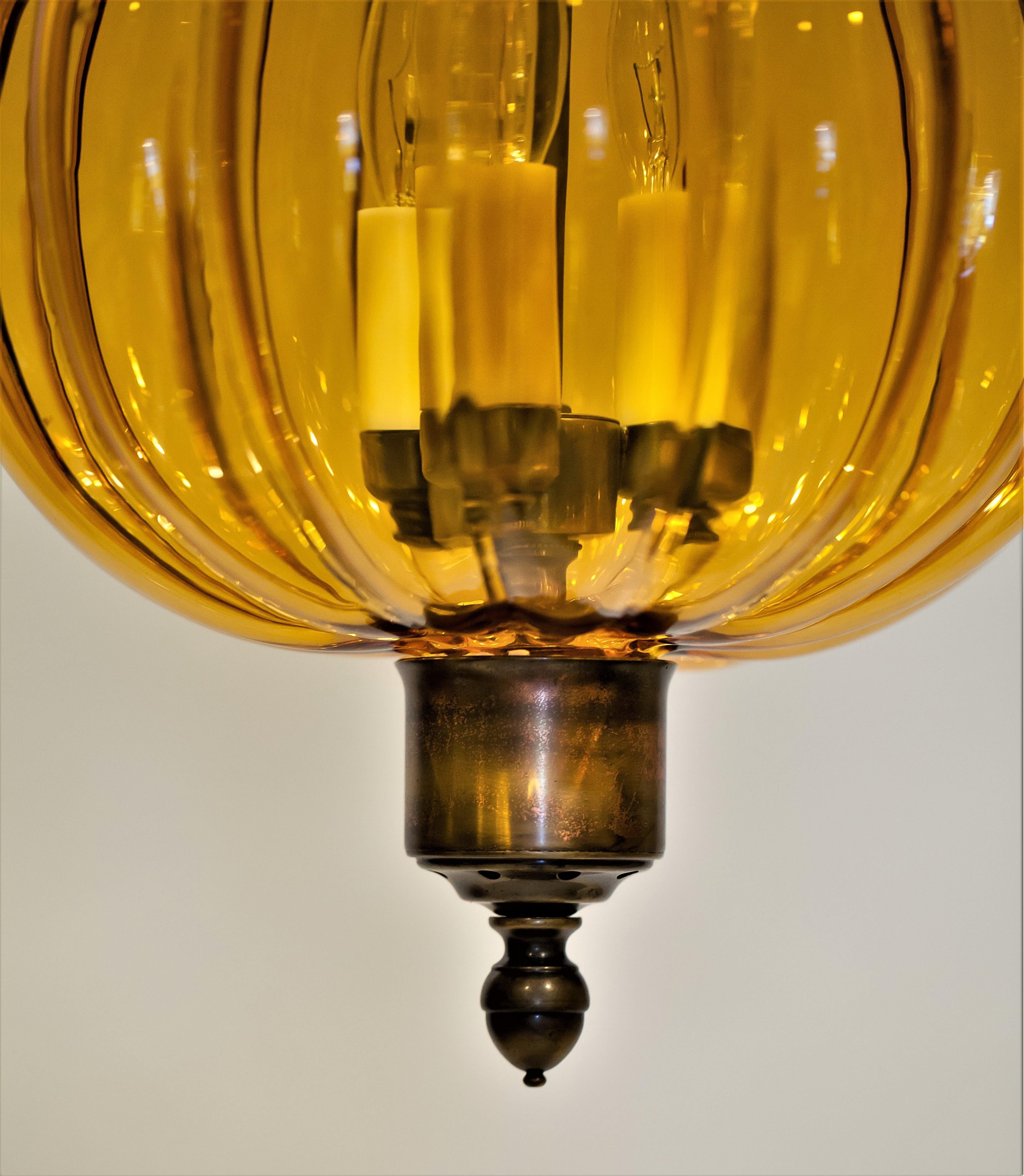 American Regency Style Amber 3 Light 
