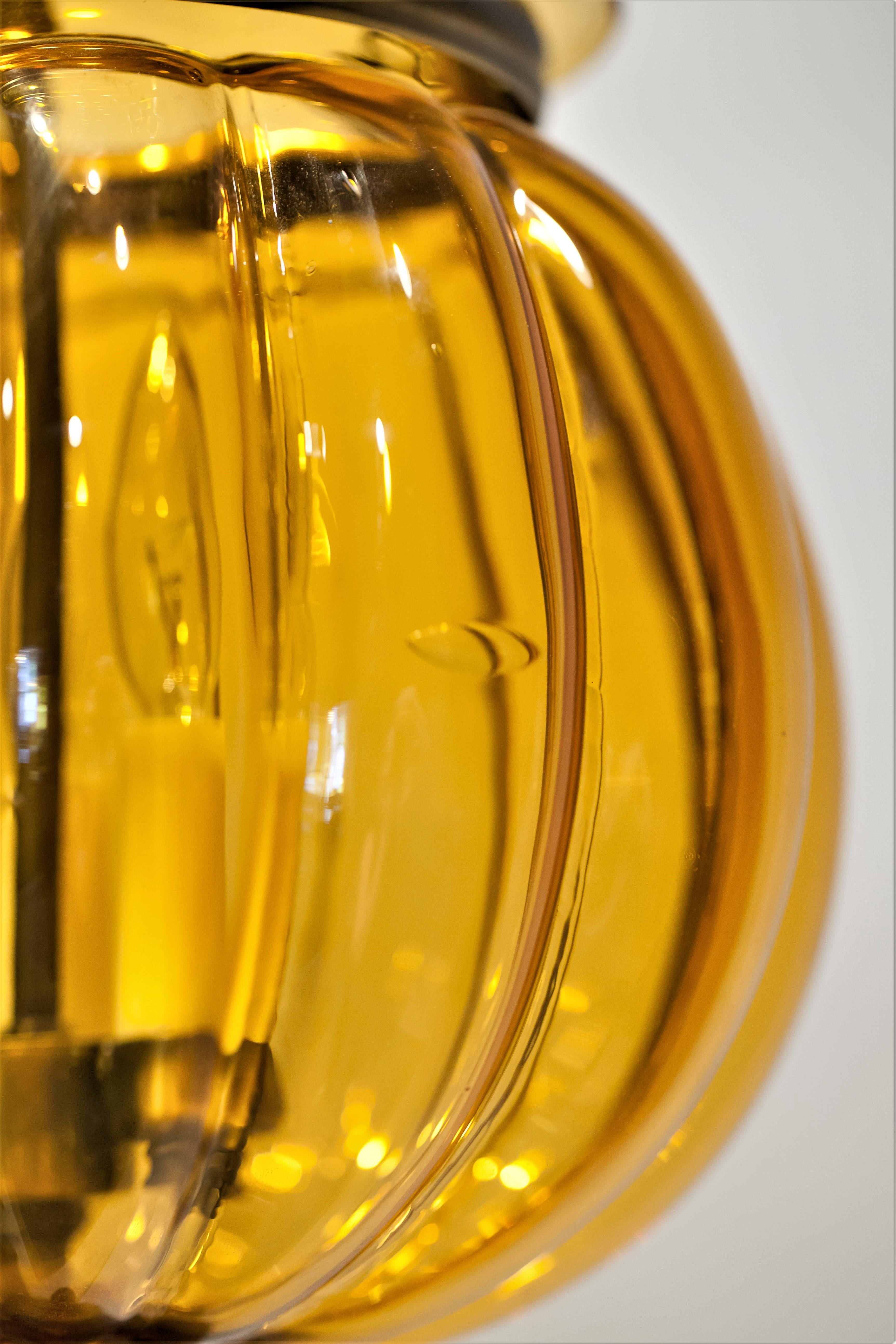 Brass Regency Style Amber 3 Light 