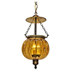 Regency Style Amber 3 Light "Pumpkin" Shaped Lantern