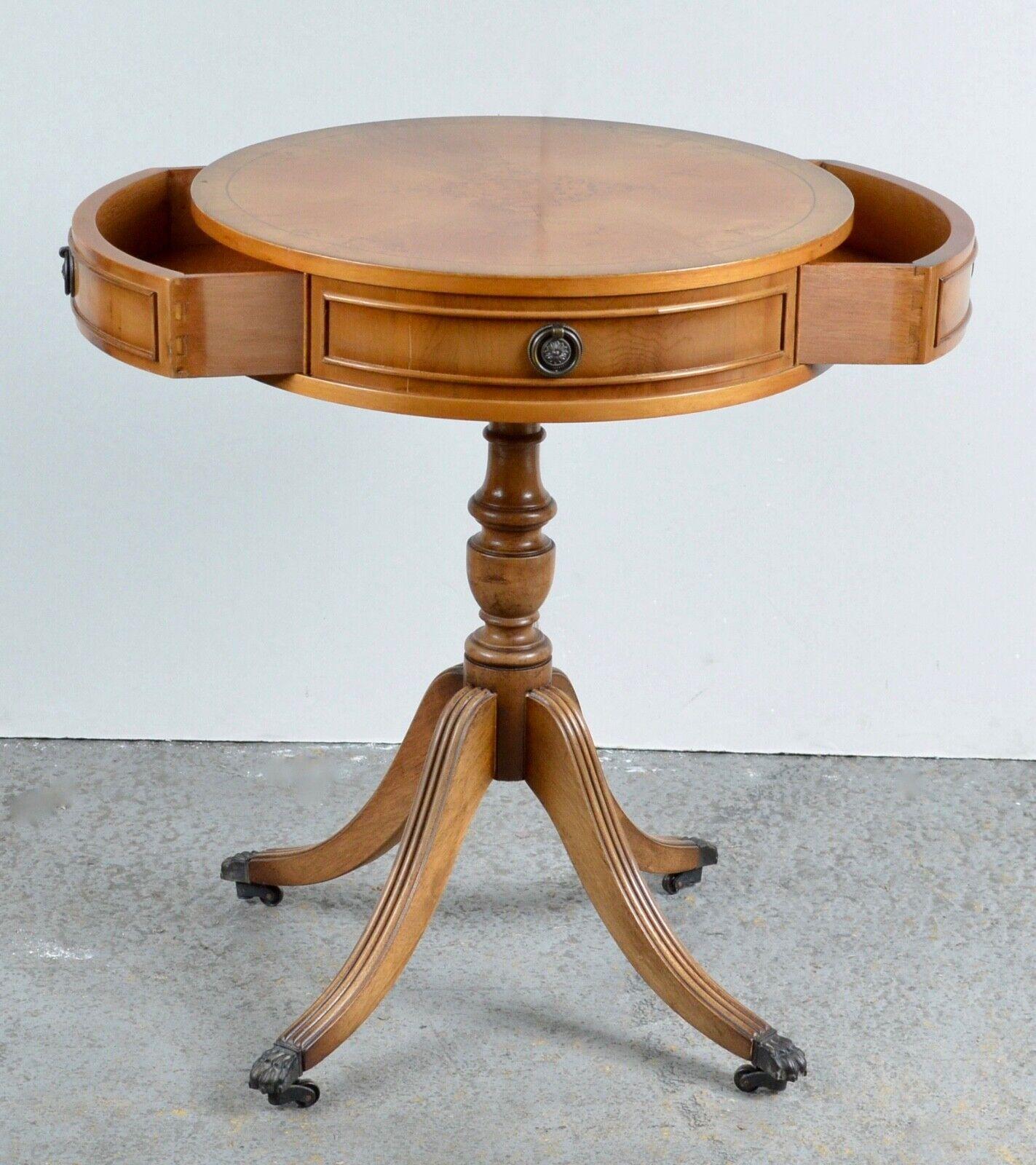 Hand-Crafted Regency Style Antique Burr Yew Side End Lamp Wine Drum Lamp Wine Table