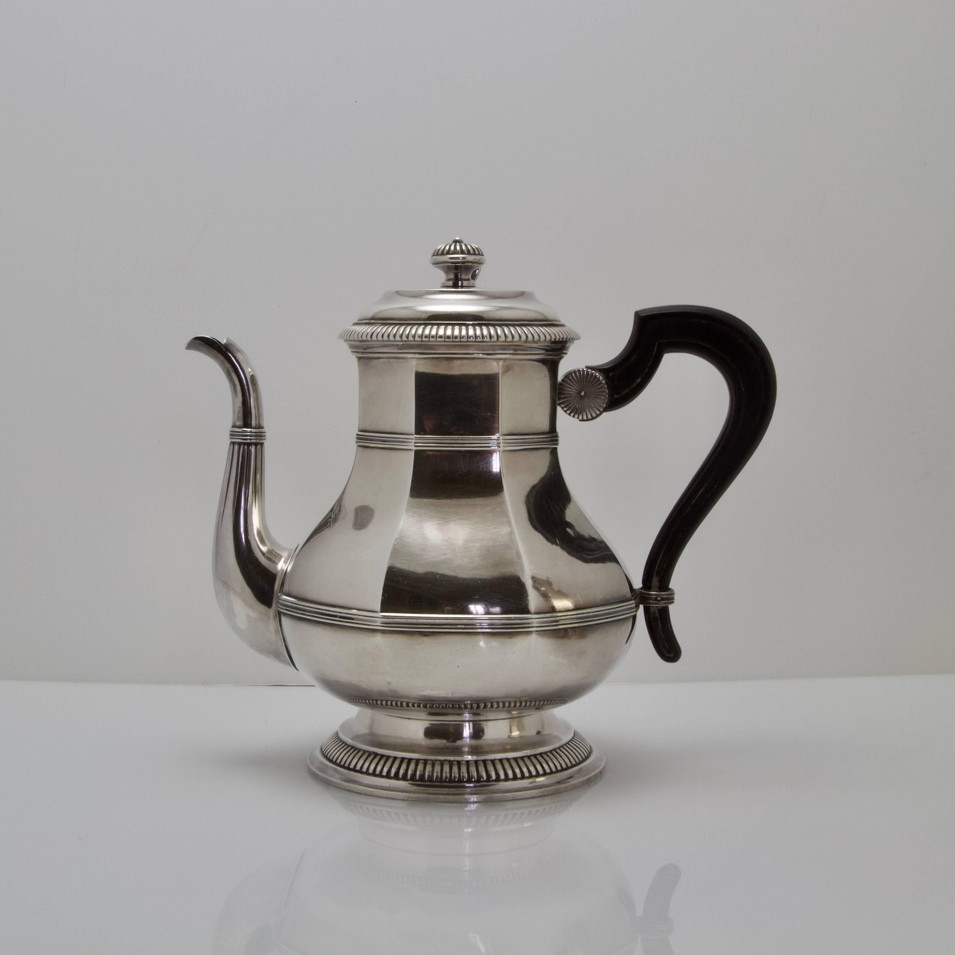 French Regency Style Antique Sterling Silver Tea and Coffee Set by Cardeilhac For Sale