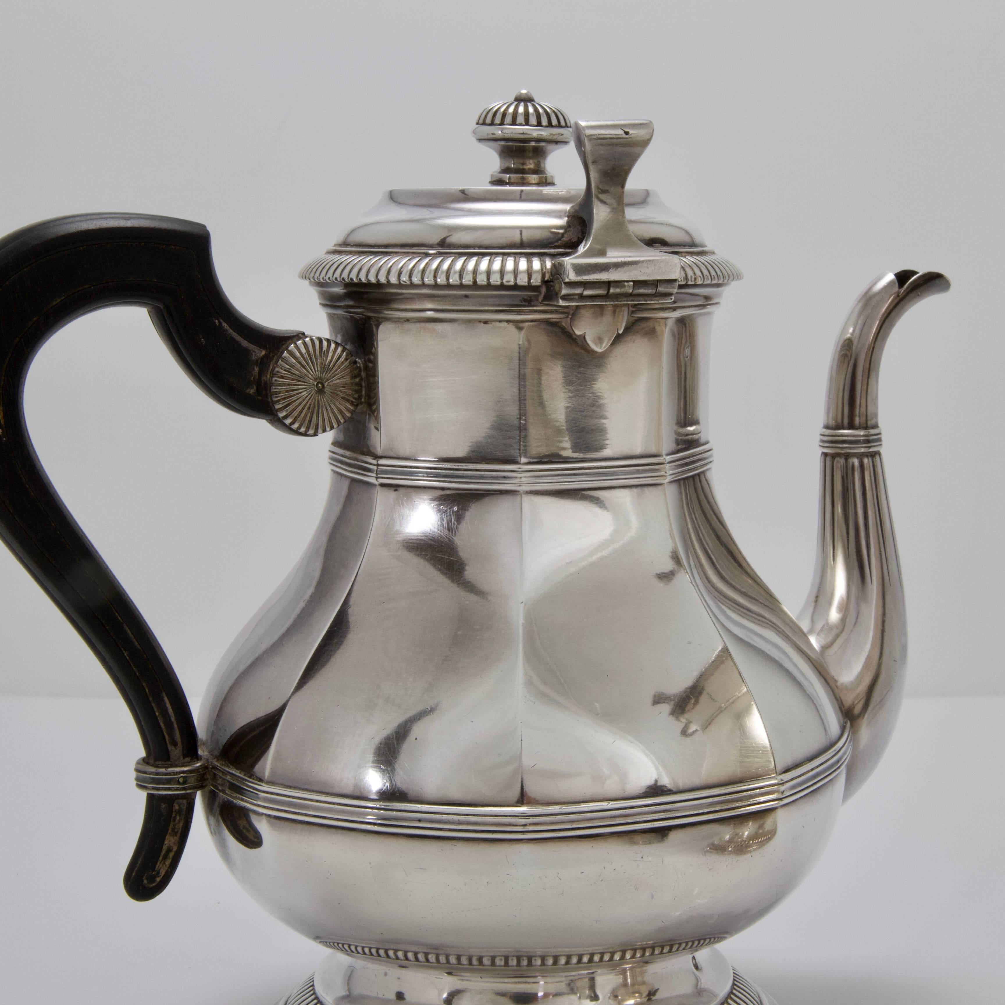 Hand-Crafted Regency Style Antique Sterling Silver Tea and Coffee Set by Cardeilhac For Sale
