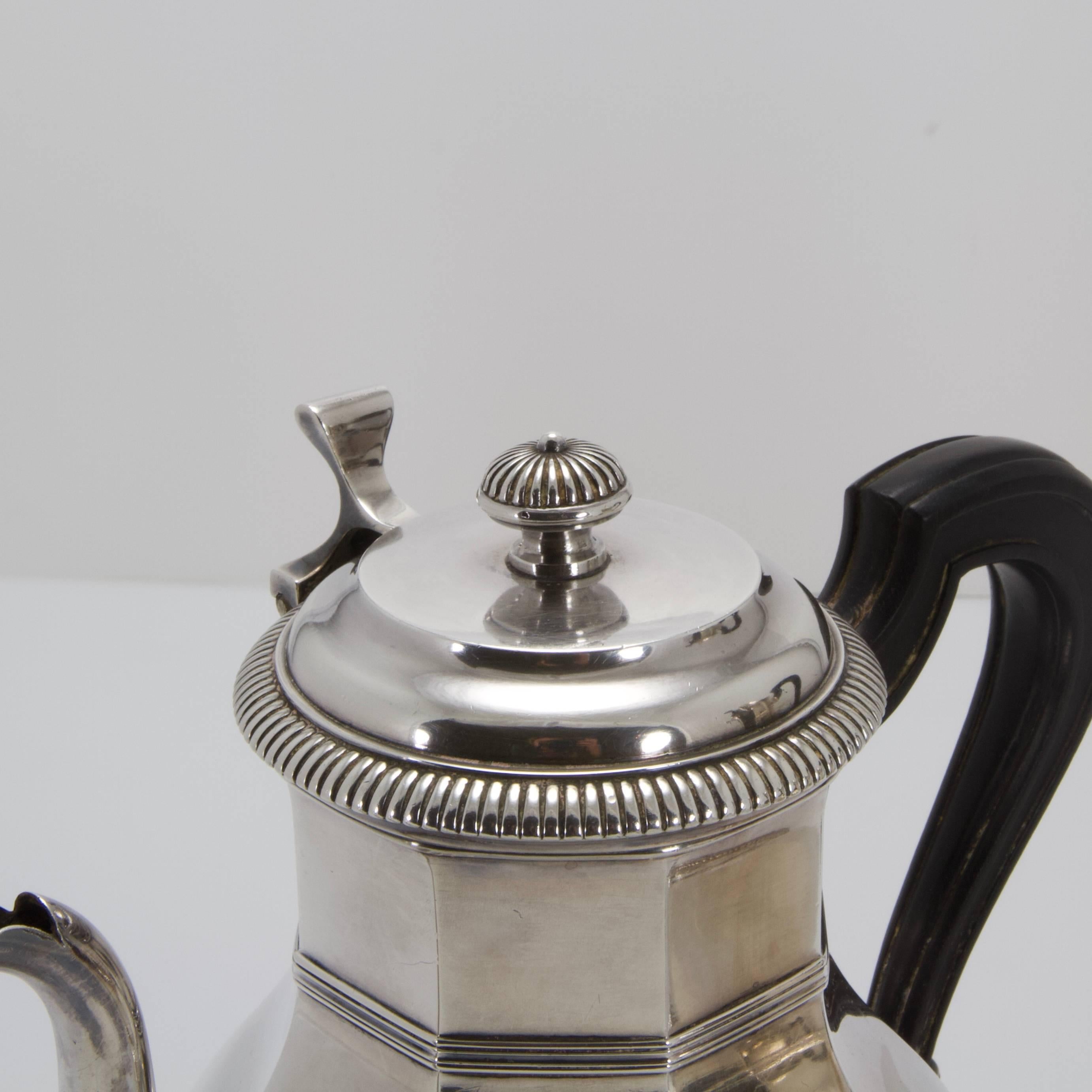 Regency Style Antique Sterling Silver Tea and Coffee Set by Cardeilhac For Sale 3