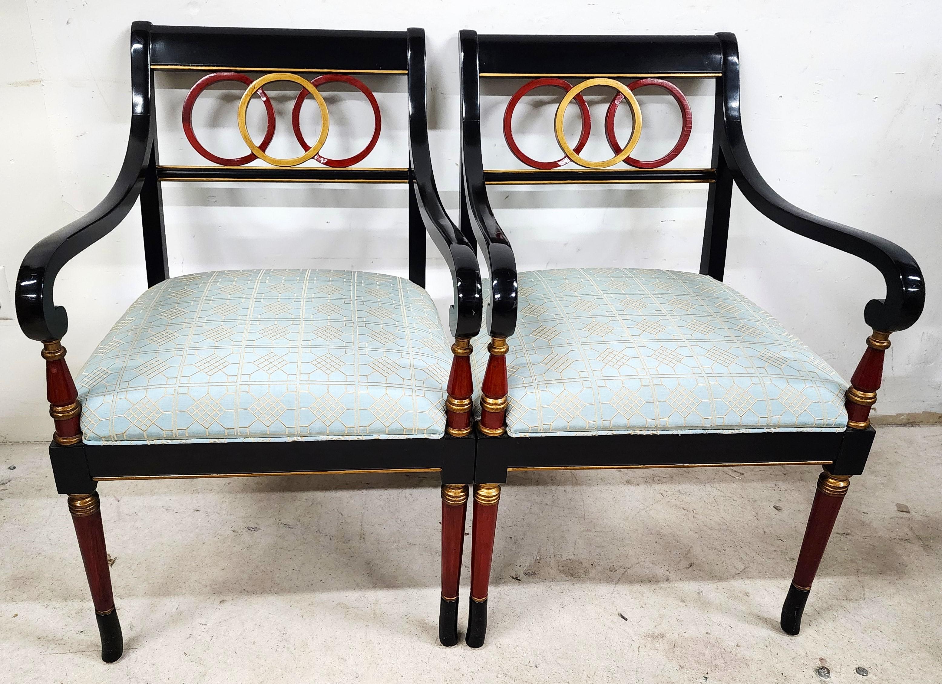 Regency Style Armchairs MAITLAND SMITH Style - A Pair In Good Condition In Lake Worth, FL