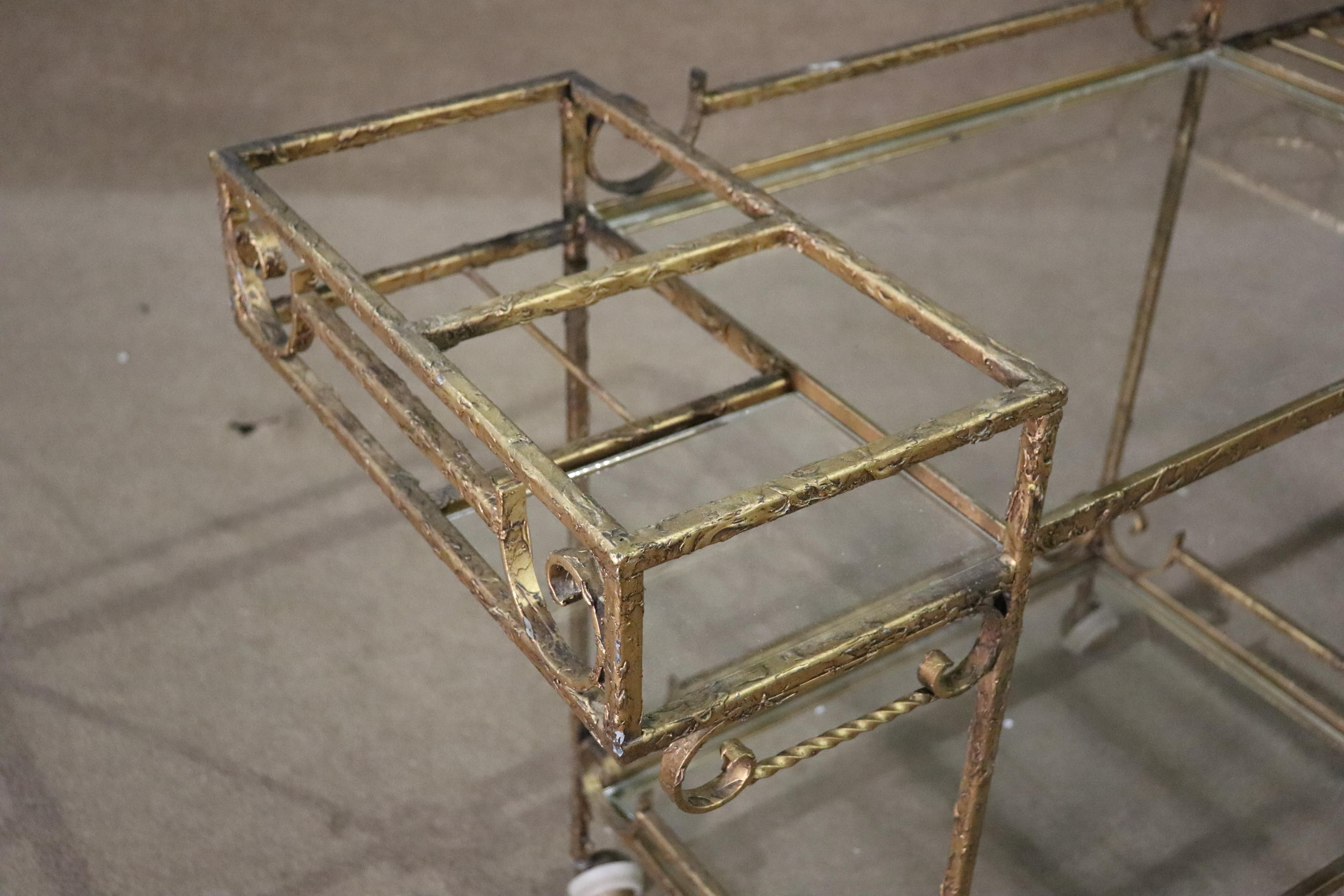 Metal Regency Style Bar Cart For Sale