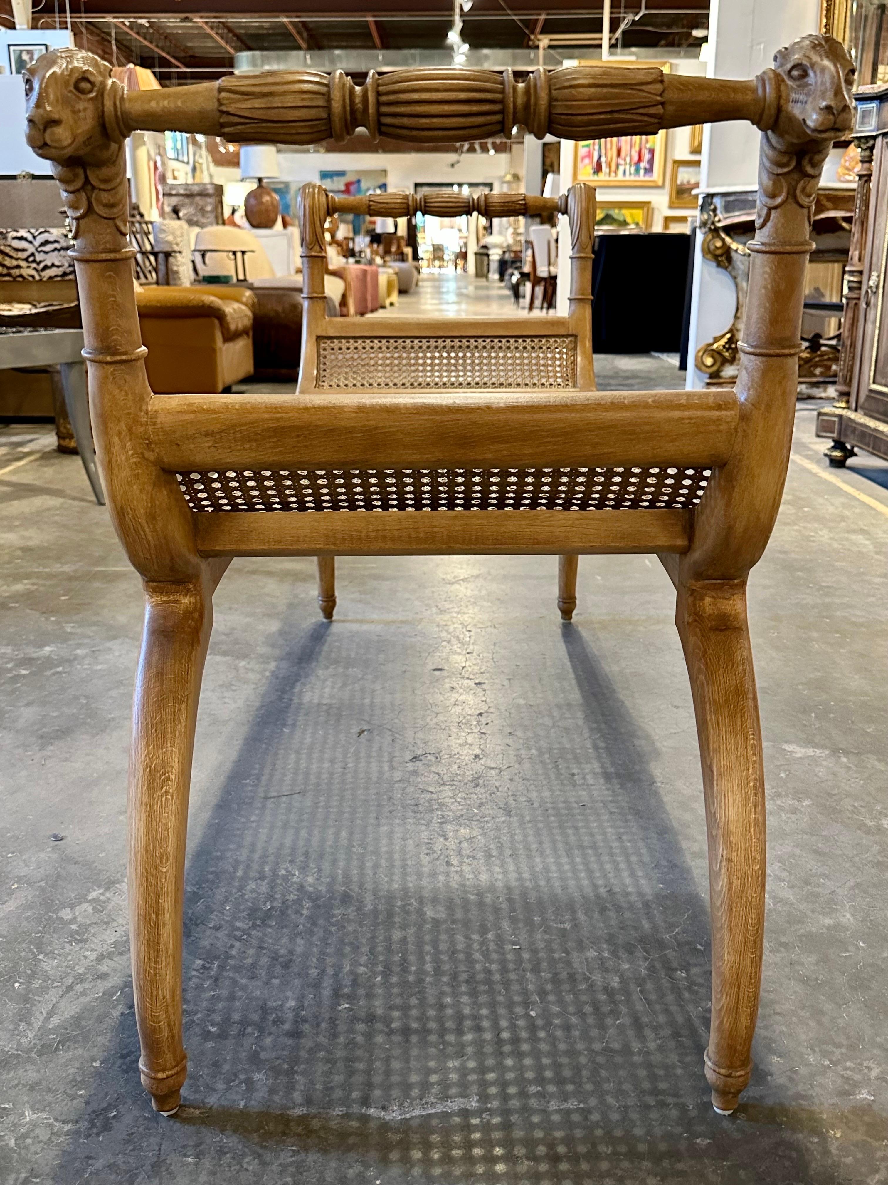 Caning Regency Style Bench For Sale