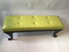 Regency Style Bench in Chartreuse Leather