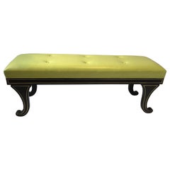 Regency Style Bench in Chartreuse Leather