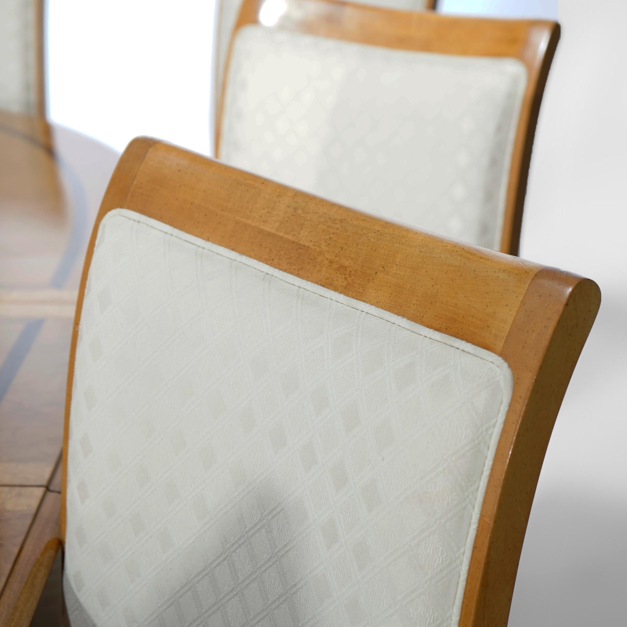 Birdseye Maple Regency Style Birds Eye Maple & Rosewood Inlay Dining Table & Eight Chairs 20thC