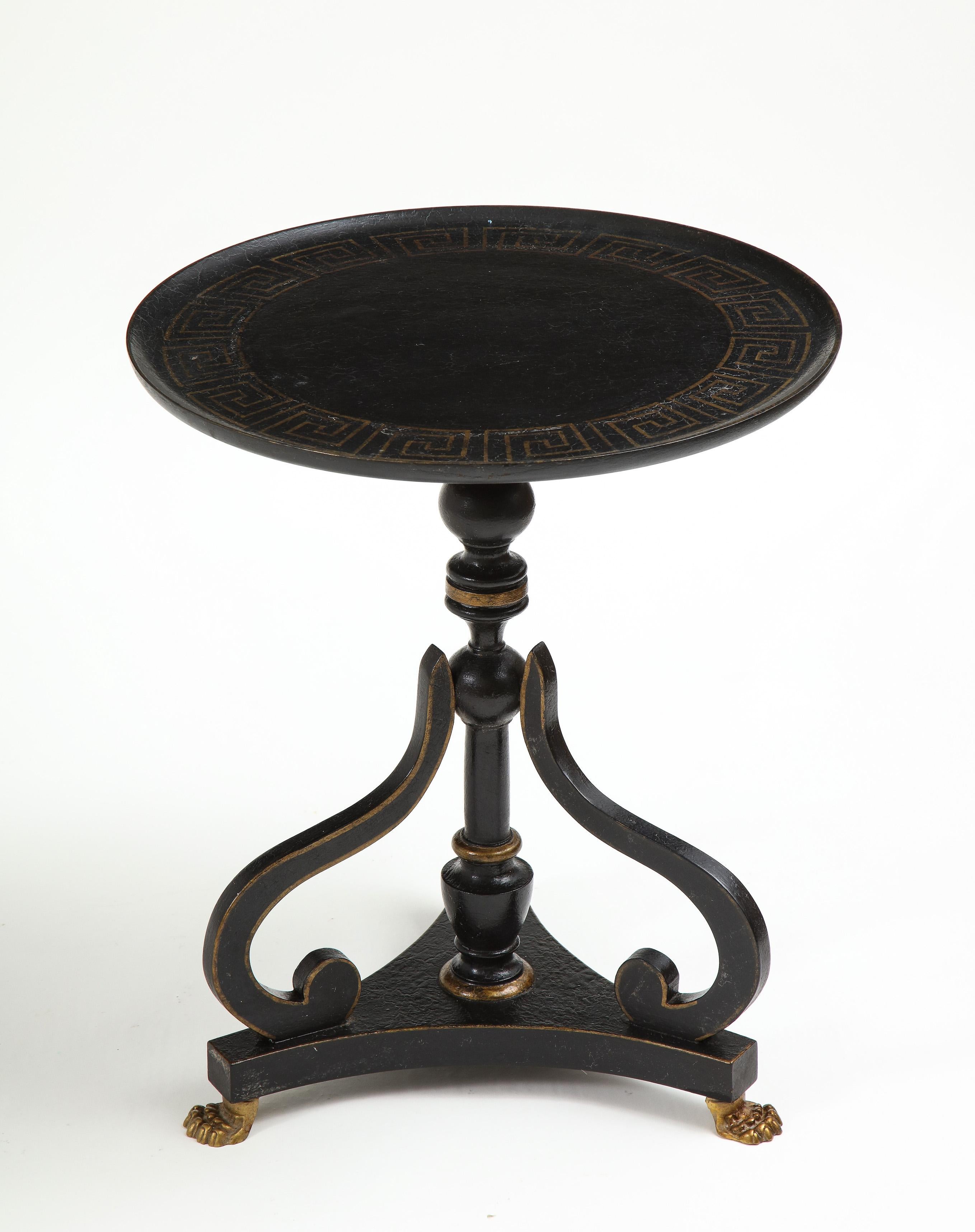 Wood Regency Style Black and Gilt Side Table
