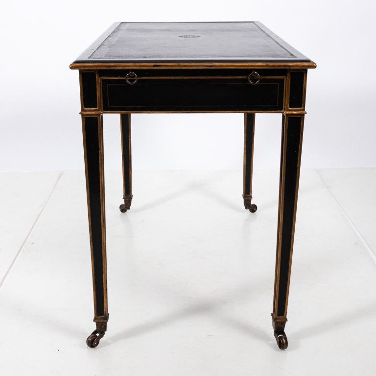 Regency Style Black and Gold Gilded Leather Top Desk at 1stDibs black