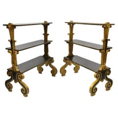 3 Tier Whatnot Stands Bücherregal-Regency-Regency-Stil Schwarz & Gold Curio - ein Paar