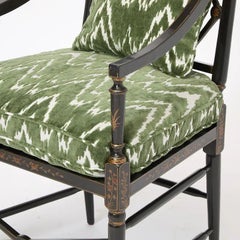 Regency Style Black Lacquered Armchair by Burton Ching