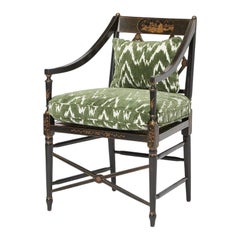 Regency Style Black Lacquered Armchair by Burton Ching