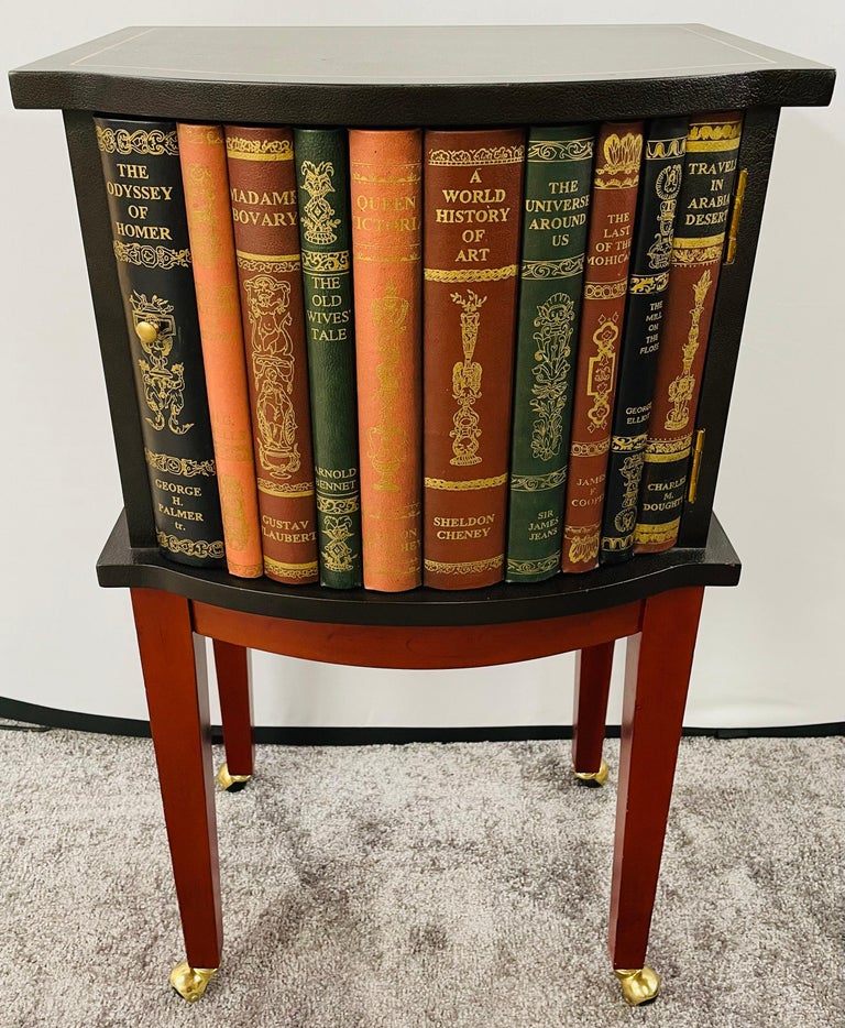 Regency Style Book Design Nightstand or End Table with Leather Top at ...
