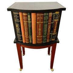 Regency Style Book Design Nightstand or End Table with Leather Top