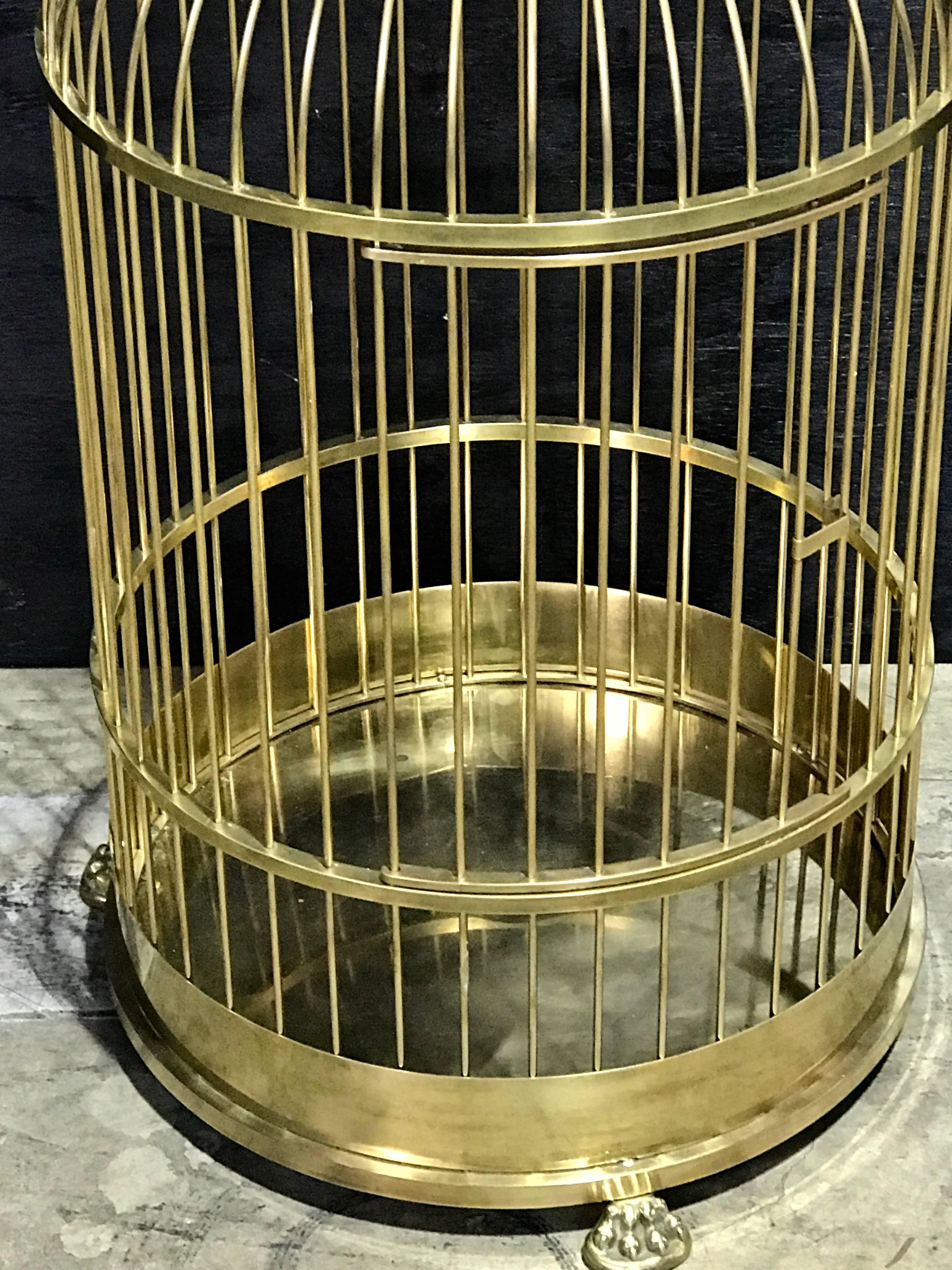 20th Century Regency Style Brass and Mahogany Bird Cage