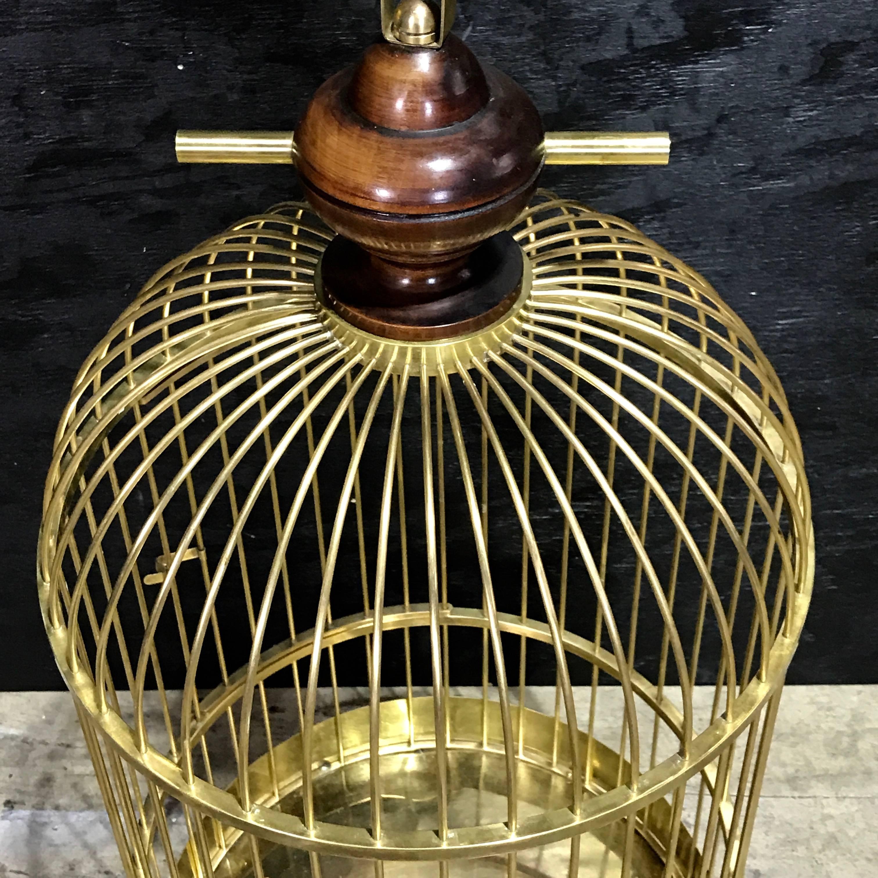 Regency Style Brass and Mahogany Bird Cage 1
