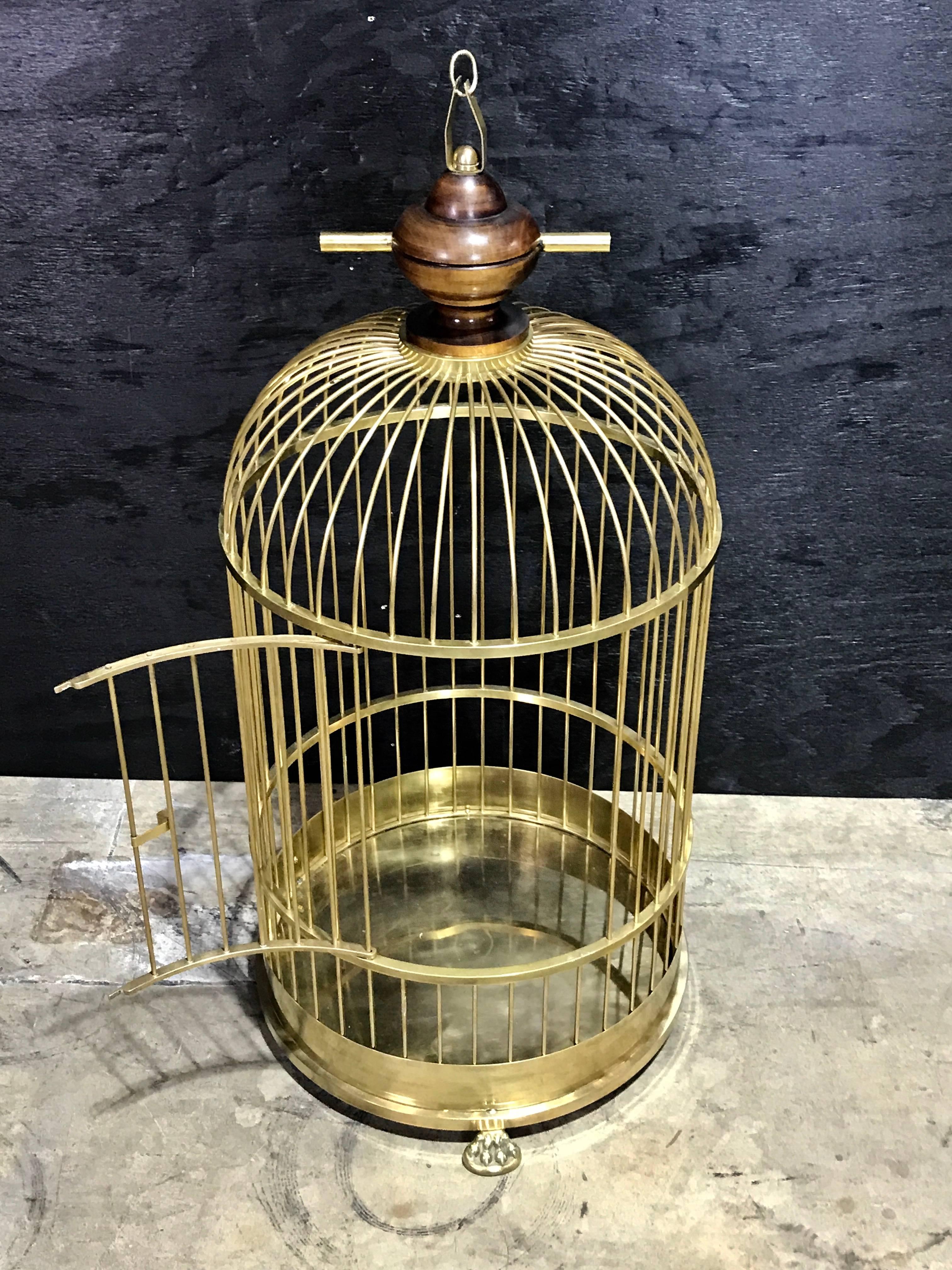 Regency Style Brass and Mahogany Bird Cage 2