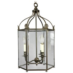 Regency Style Brass and Glass Hall Lantern