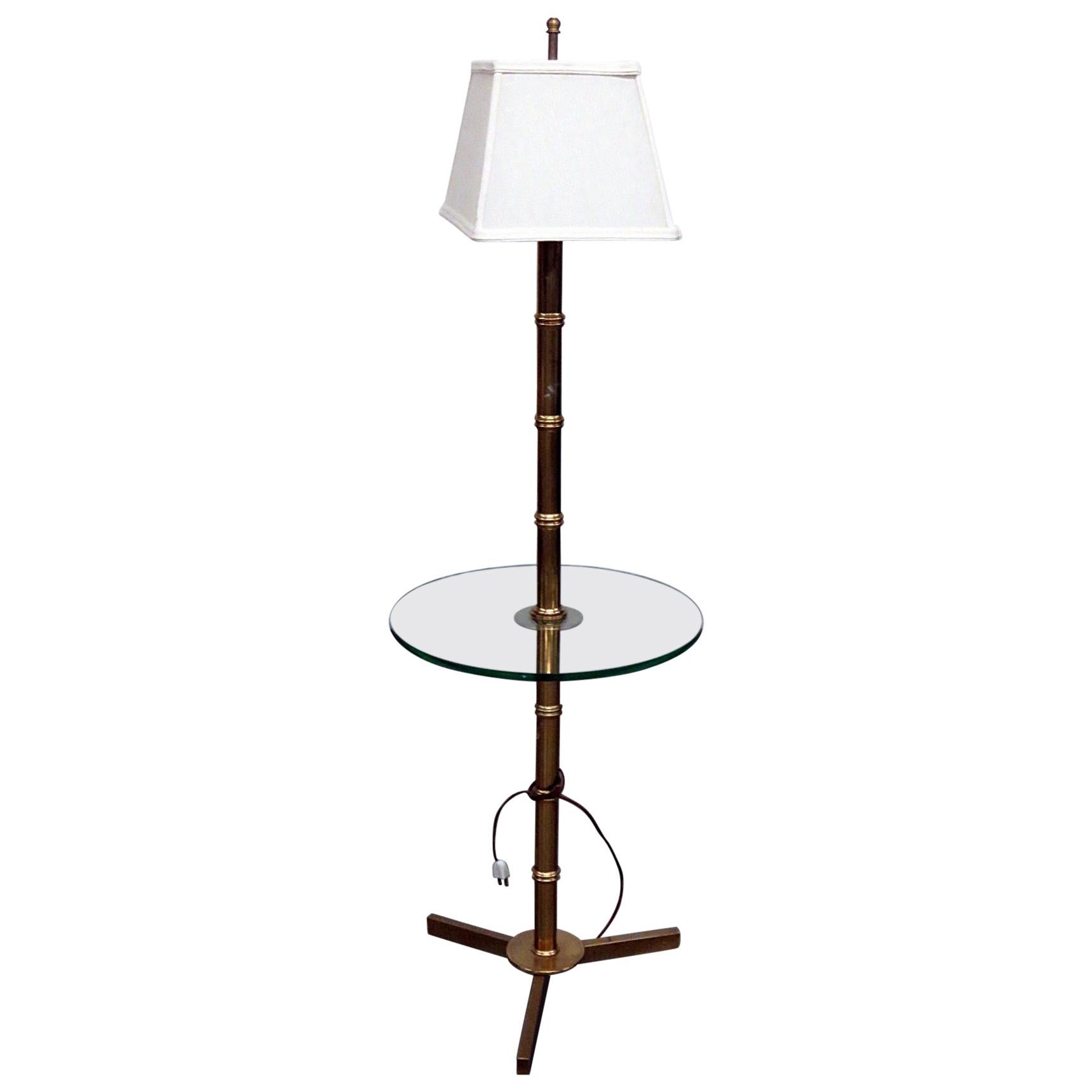 Lámpara de mesa de bambú y latón estilo Regencia