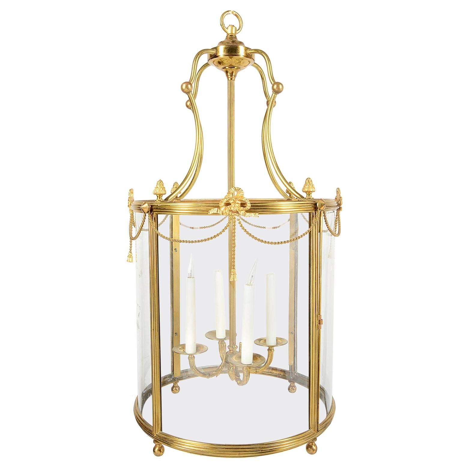 A Pair of Antique Regency Brass Hall Lanterns For Sale at 1stDibs