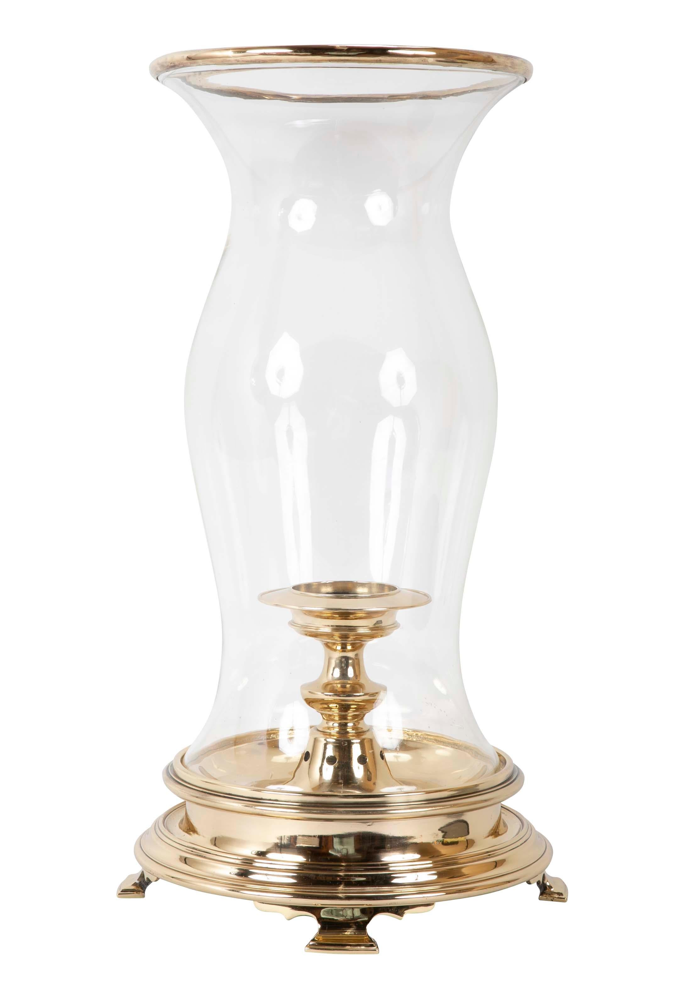 Regency Style Brass Hurricane Lamp, Large Scale 2