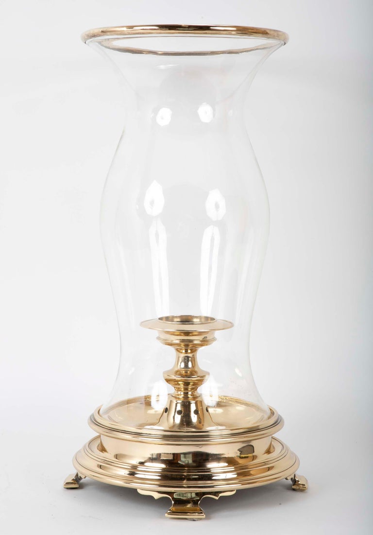 Regency Style Brass Hurricane Lamp, Large Hurricane Lamps
