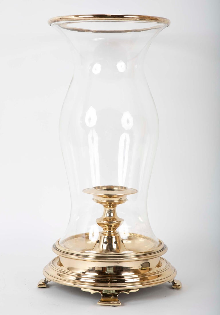Regency Style Brass Hurricane Lamp, Large Scale at 1stDibs
