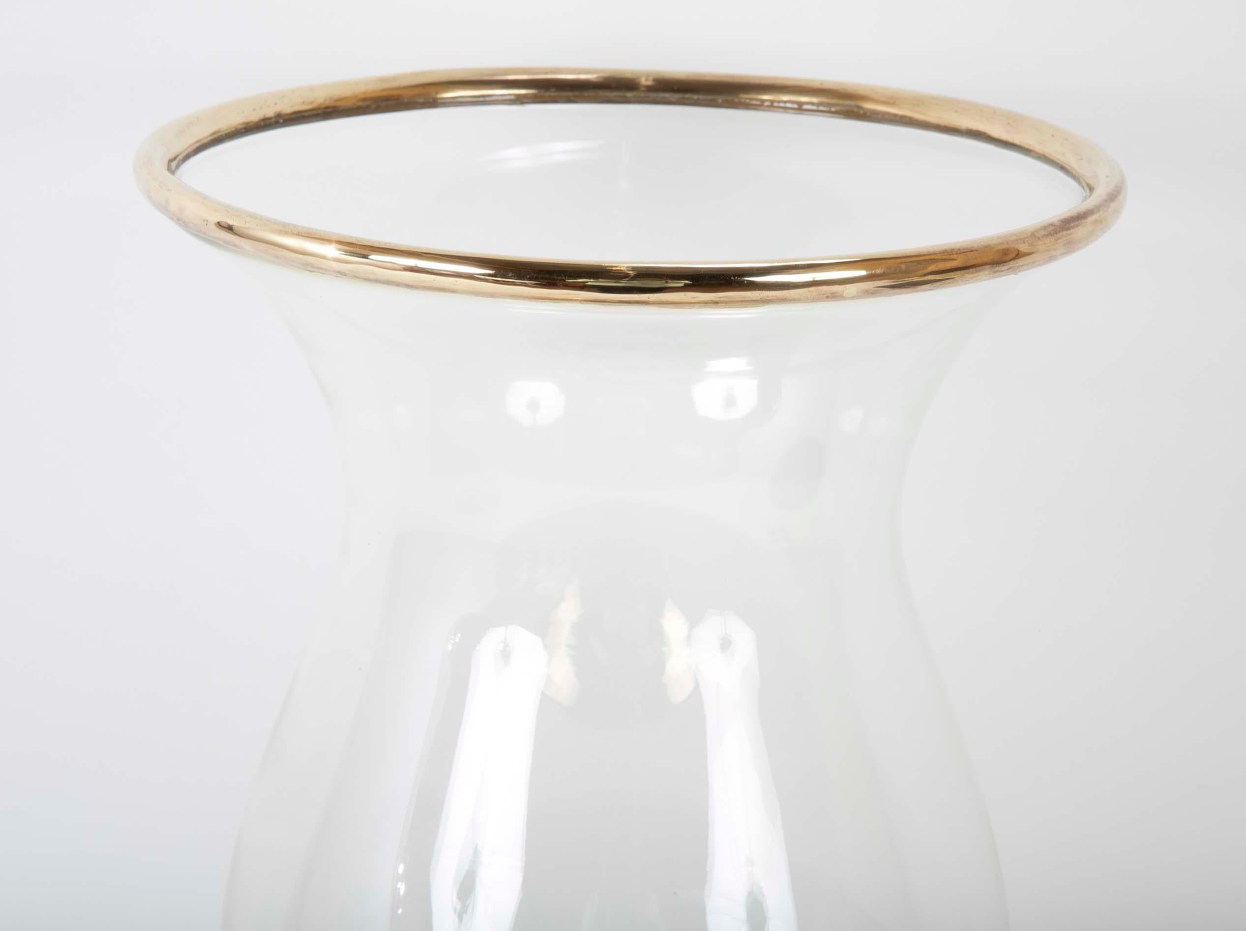American Regency Style Brass Hurricane Lamp, Large Scale