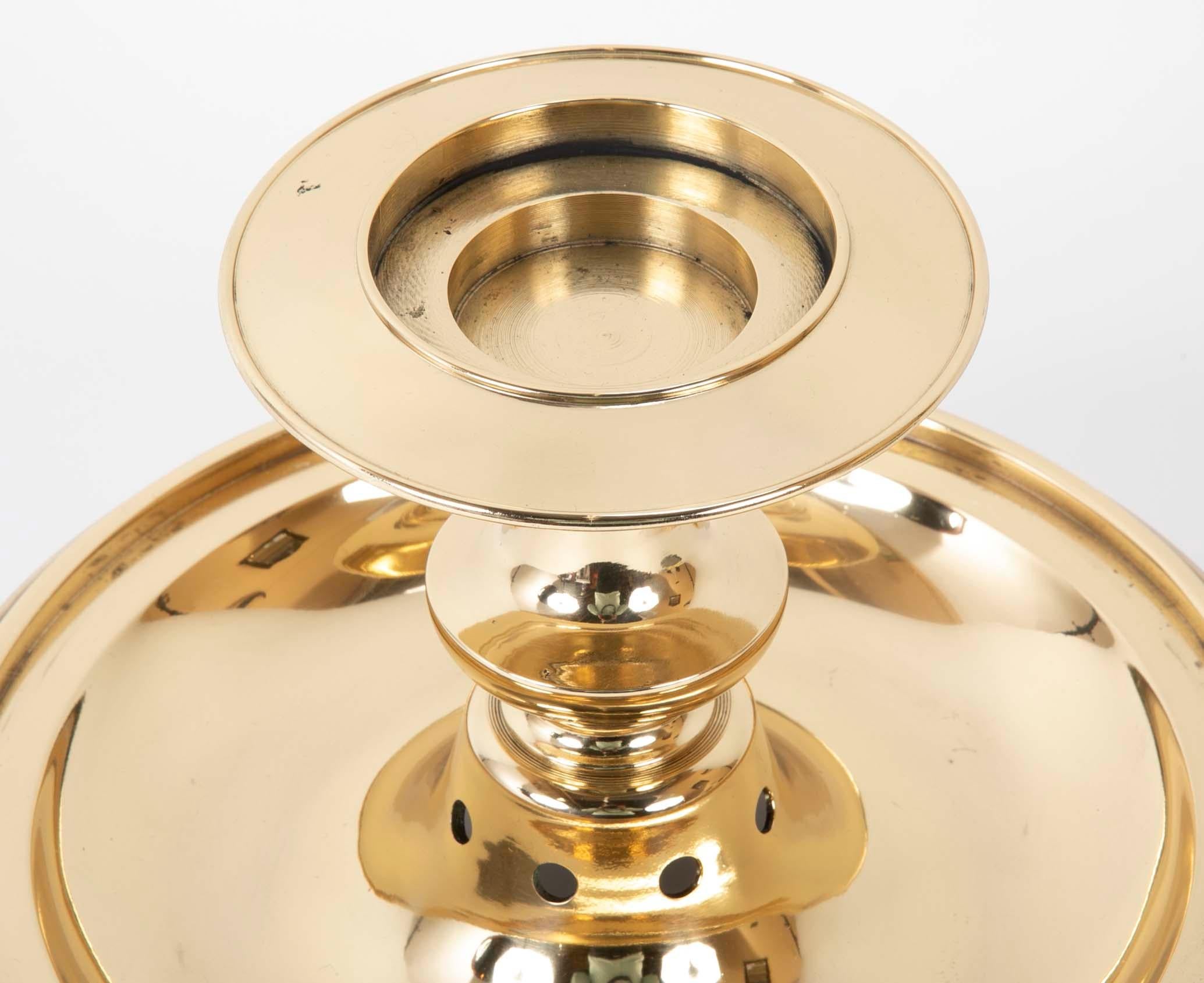 20th Century Regency Style Brass Hurricane Lamp, Large Scale