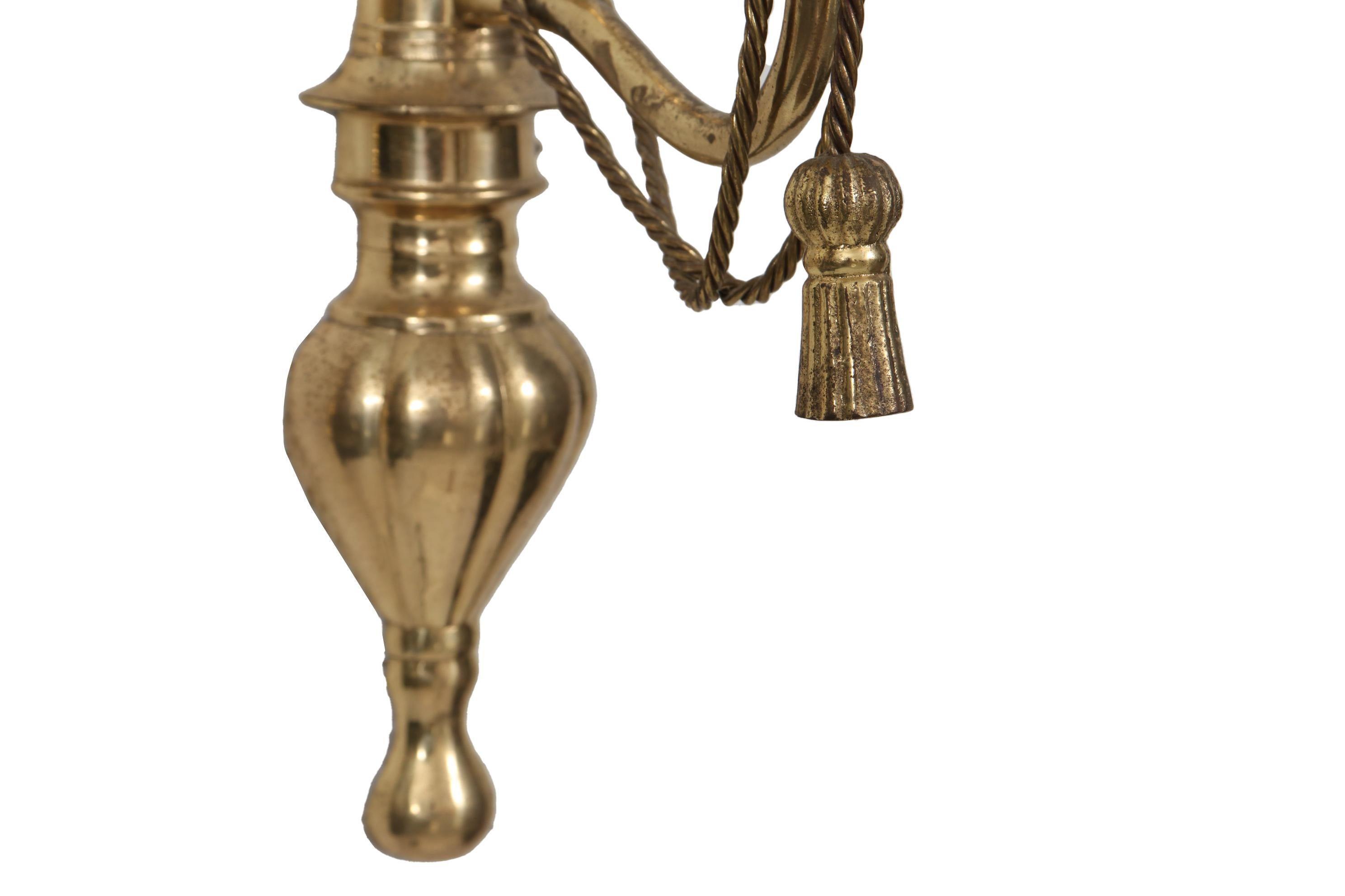 20th Century Regency Style Brass Sconces, a Pair For Sale