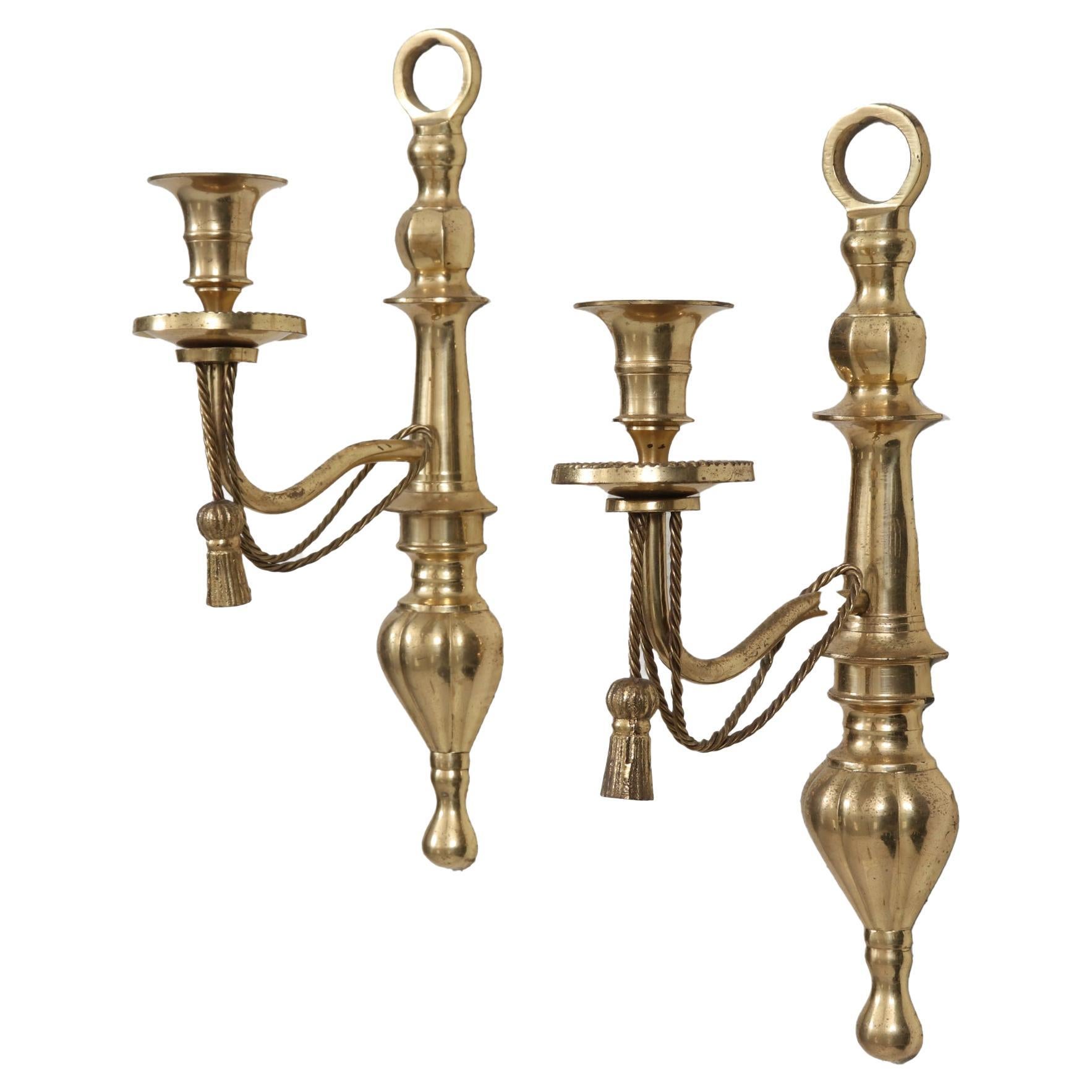 Regency Style Brass Sconces, a Pair For Sale