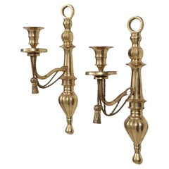 Vintage Regency Style Brass Sconces, a Pair