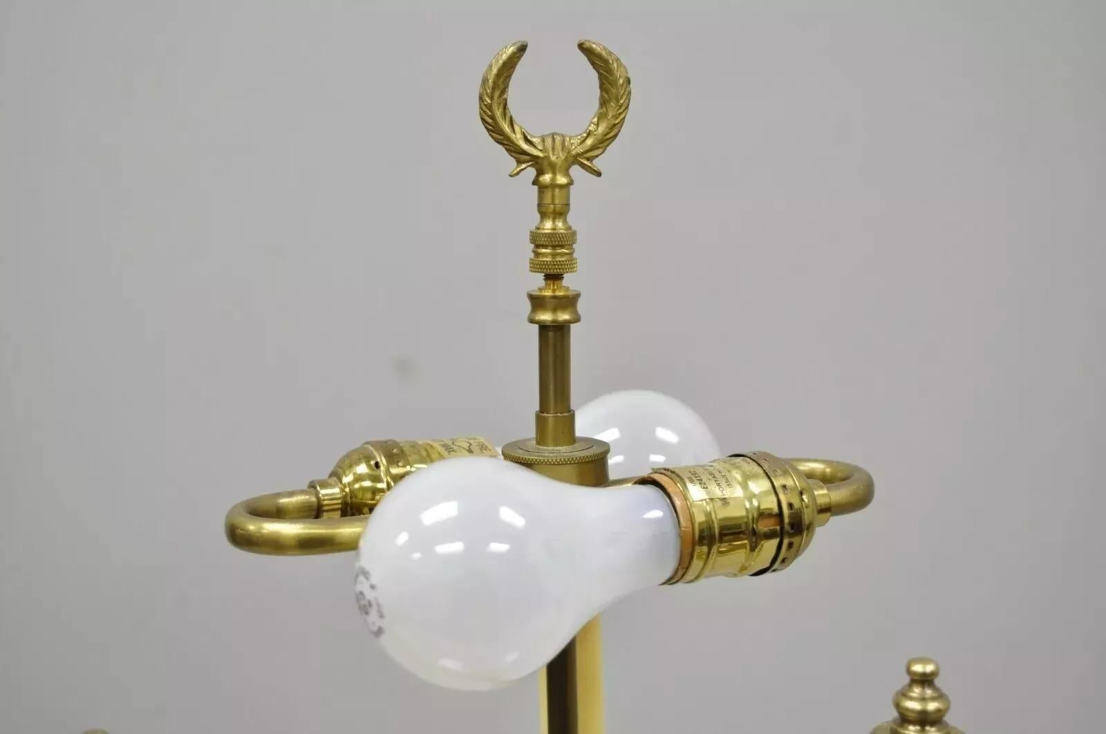 Regency Style Brass Swans Candlestick Bouillotte Tole Metal Table Lamp (C) In Good Condition In Philadelphia, PA