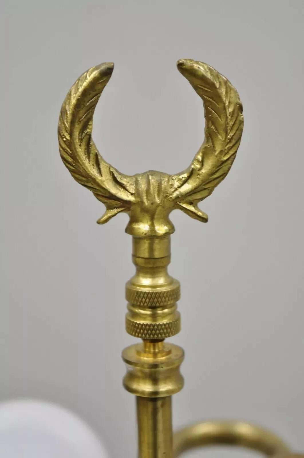 20th Century Regency Style Brass Swans Candlestick Bouillotte Tole Metal Table Lamp (C)