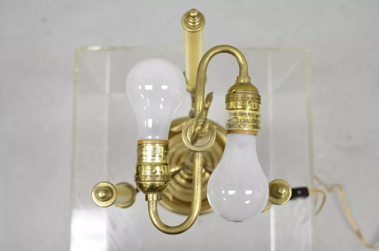 Regency Style Brass Swans Candlestick Bouillotte Tole Metal Table Lamp (C) 4