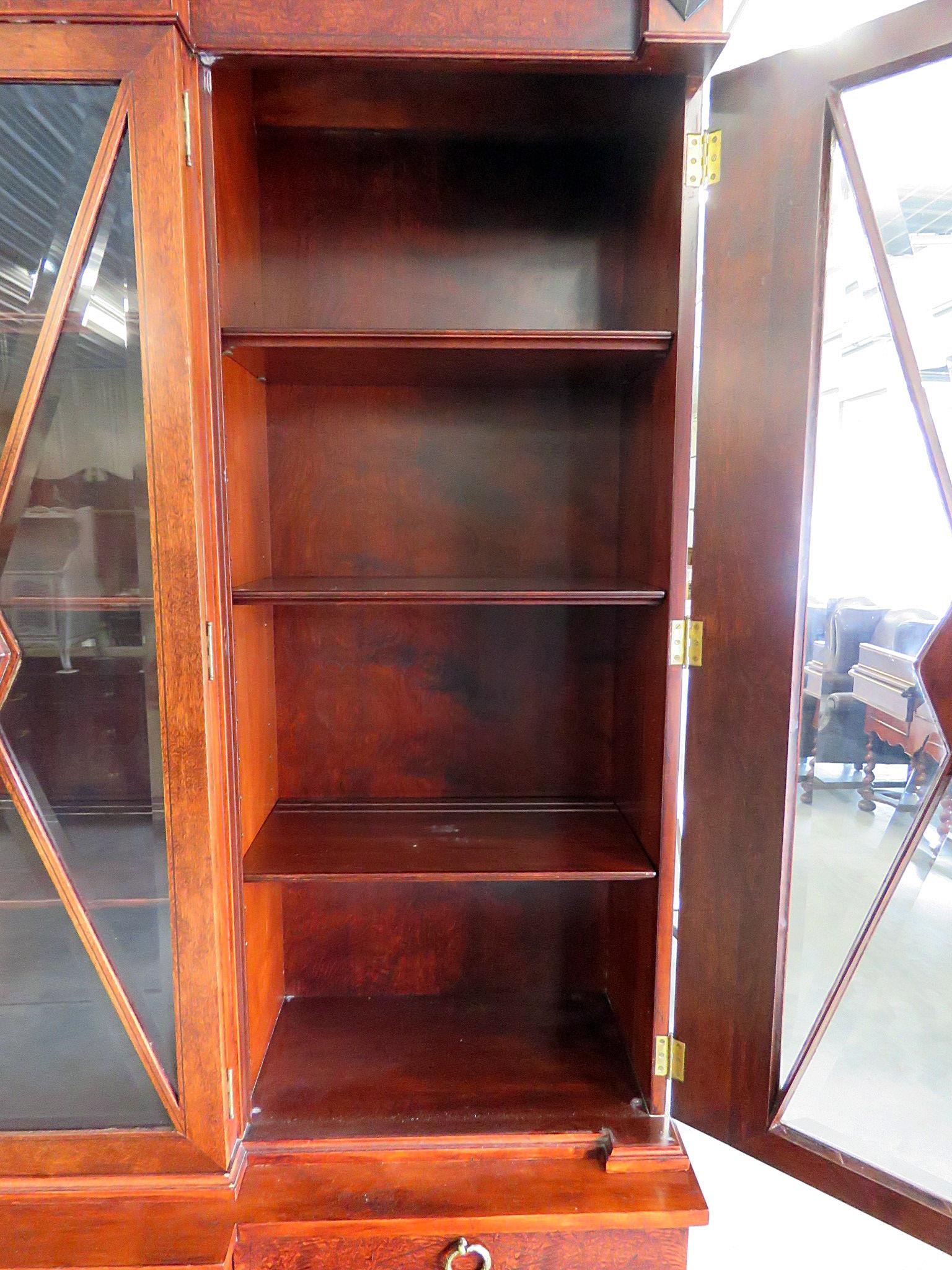 English Regency Mahogany Breakfront Bookcase China Cabinet  2