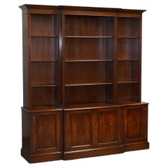 REGENCY STYLE BREAKFRONT OPEN BOOKCASE DISPLAY CABiNET SHELVES & CUPBOARDS