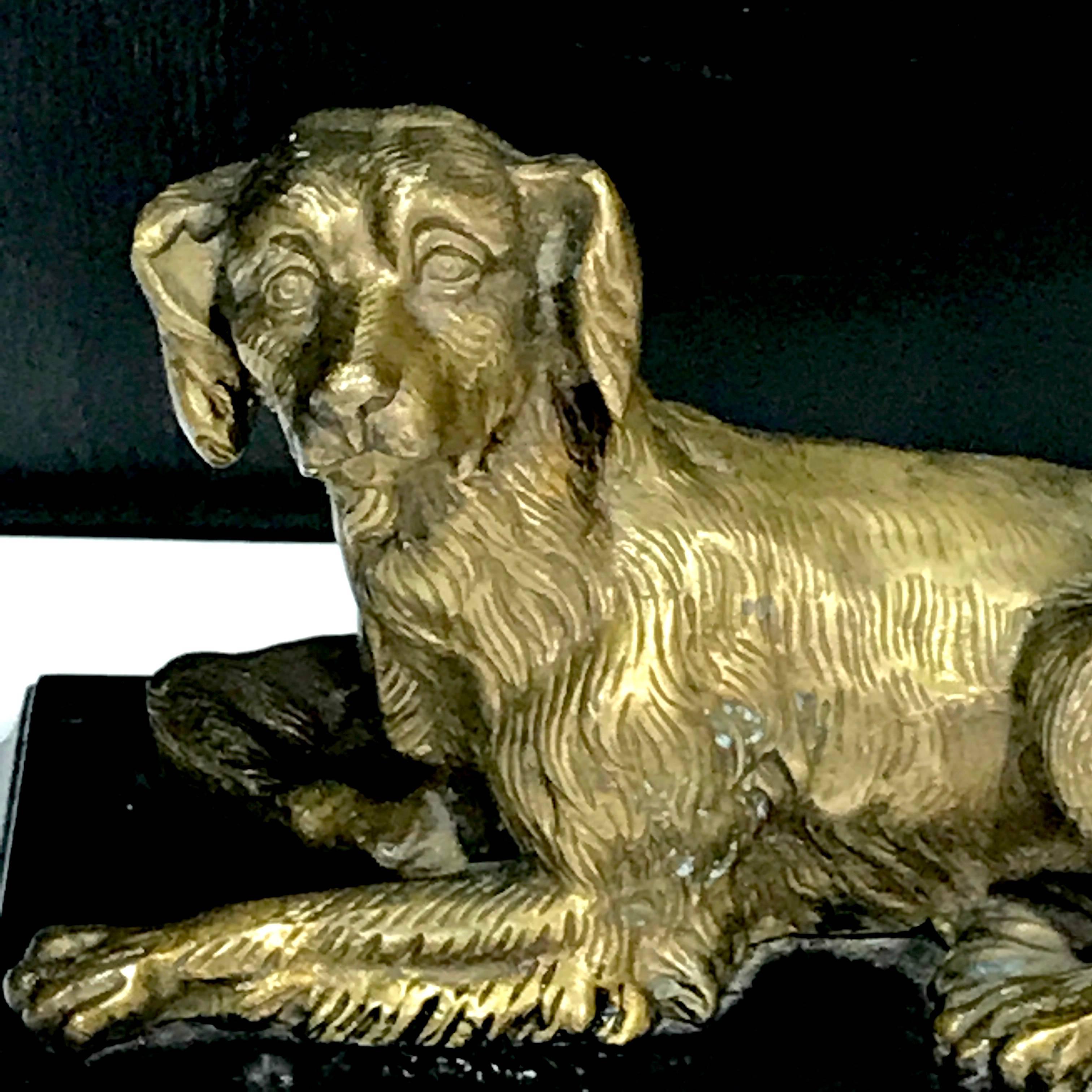 Cast Regency Style Bronze Figure of a Recumbent Dog