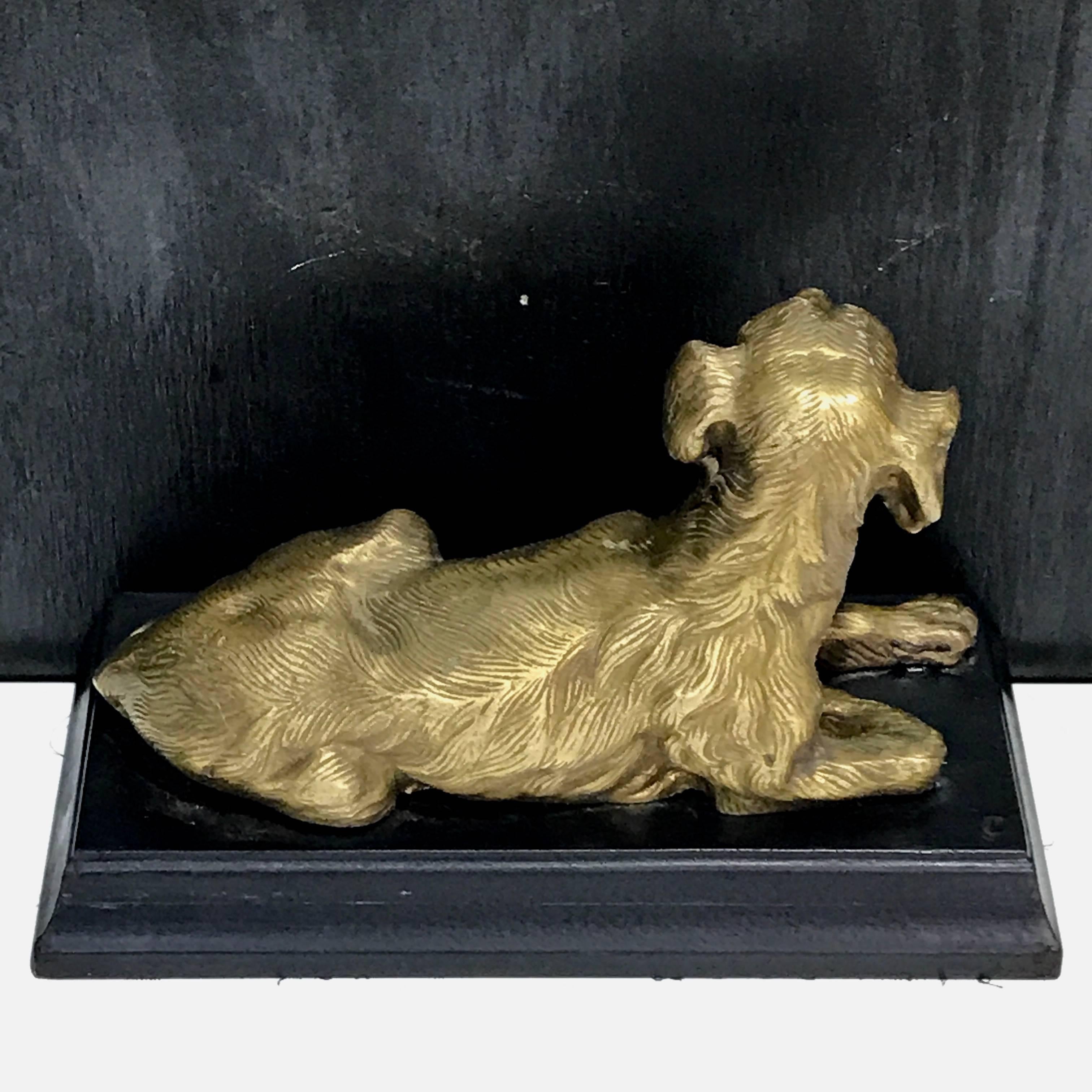 Regency Style Bronze Figure of a Recumbent Dog In Excellent Condition In West Palm Beach, FL
