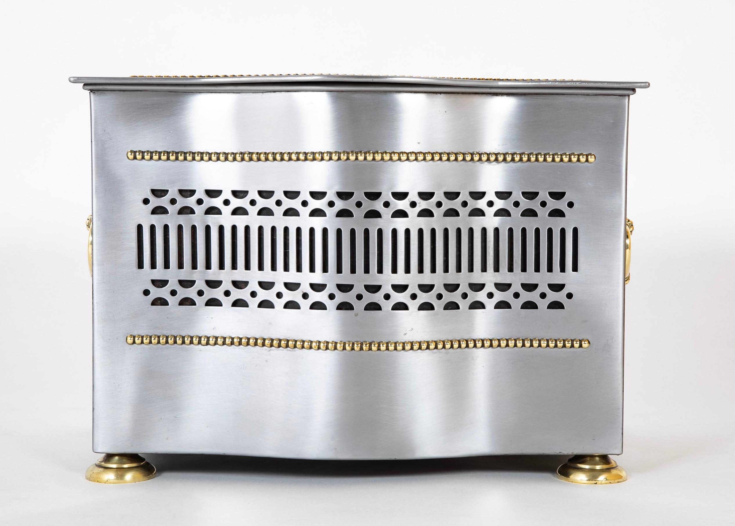 English Regency Style Brushed Steel and Brass Tinder Box For Sale