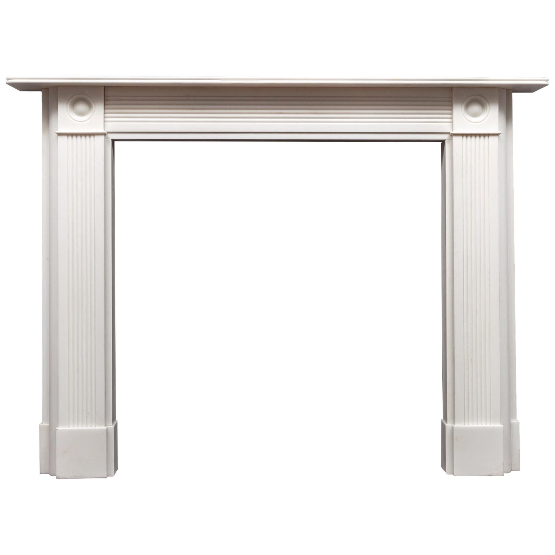 Regency Style Bullseye Statuary Marble Fireplace Surround For Sale