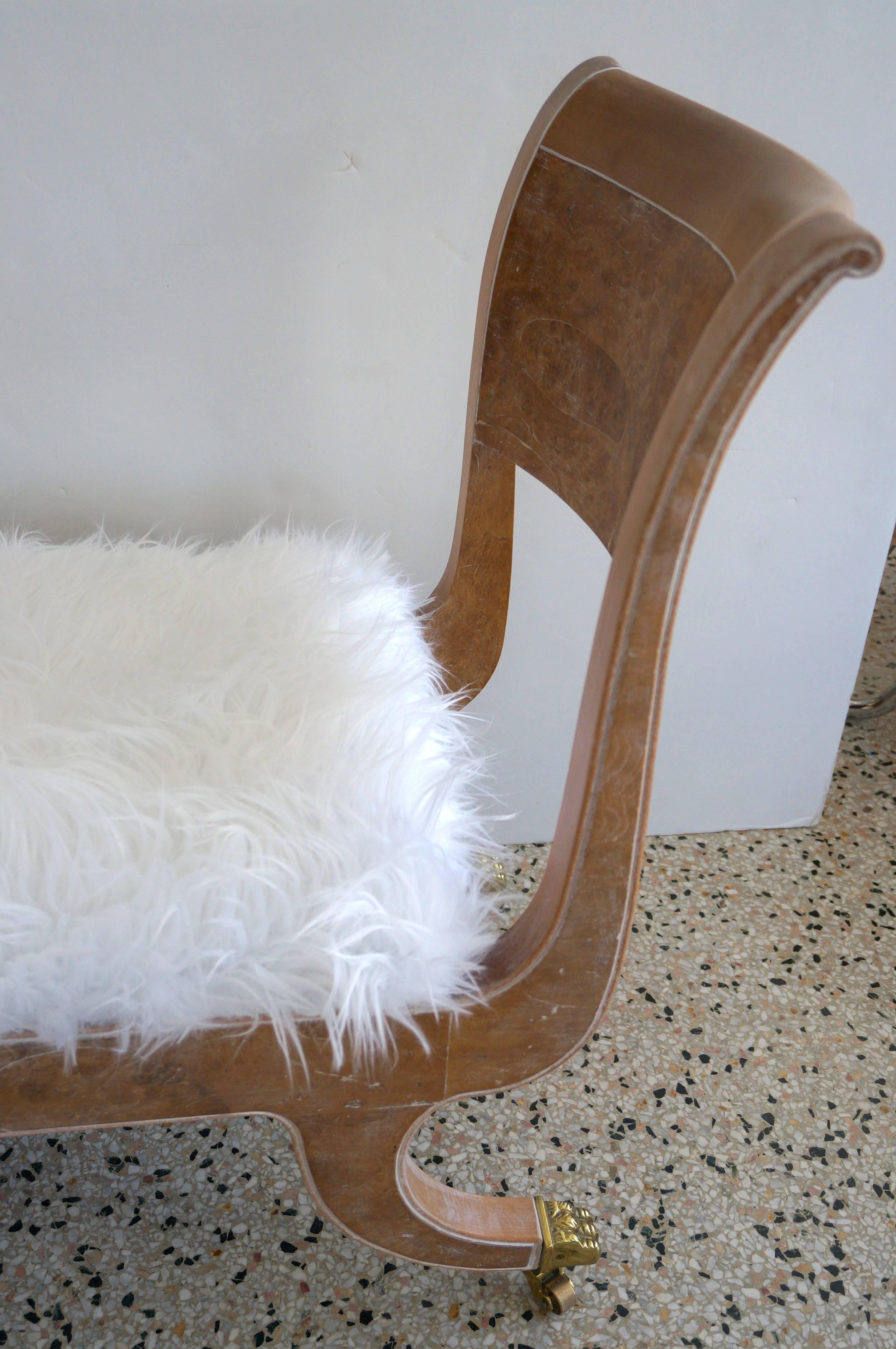 Regency Style Burl Wood Bench  In Good Condition In West Palm Beach, FL