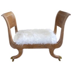 Regency Style Burl Wood Bench