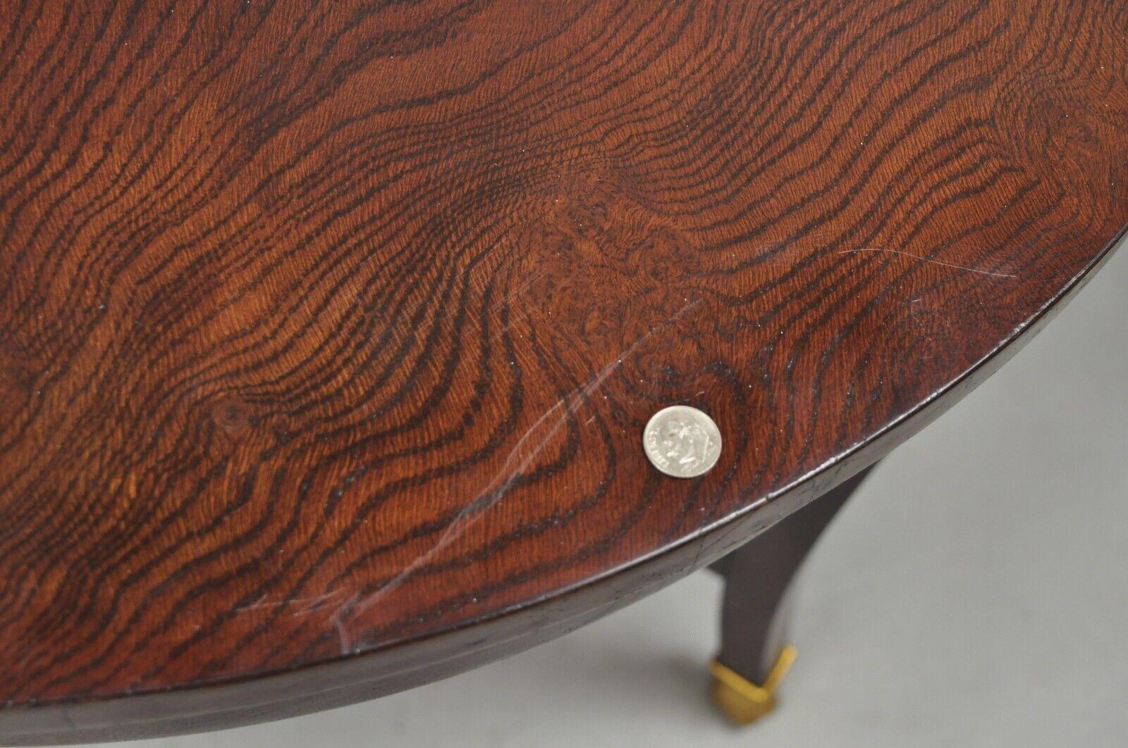 Regency Style Burl Wood Paw Feet Tripod Round Side Tables with Drawer, a Pair 4