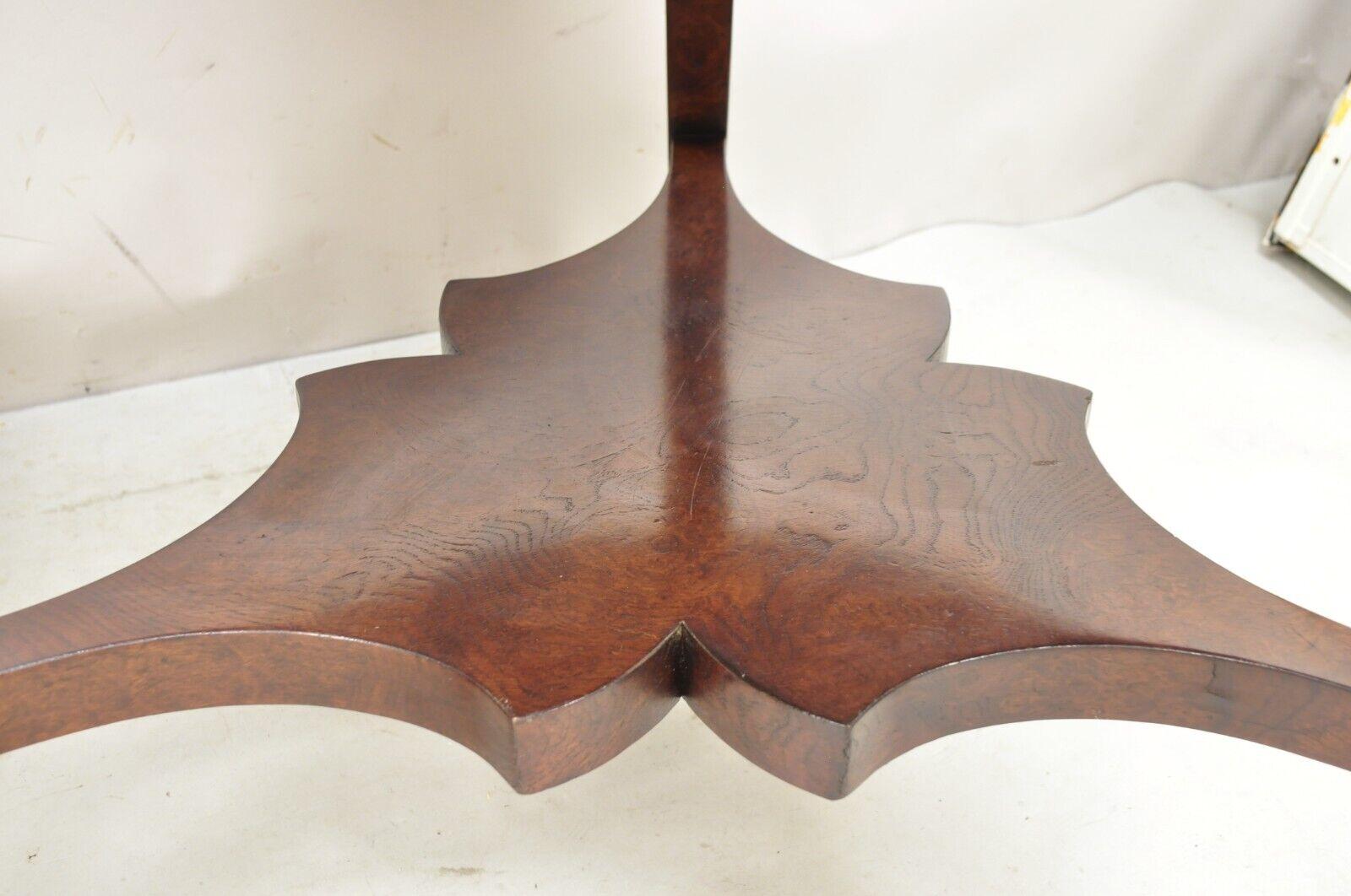 Regency Style Burl Wood Paw Feet Tripod Round Side Tables with Drawer, a Pair 5