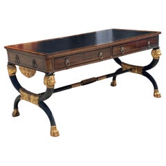Mesa de escritorio Burton-Ching de caoba y ébano de madera dorada de estilo Regencia
